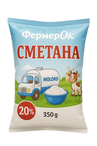 Сметана 20% жиру 350 г ТМ ФермерОк